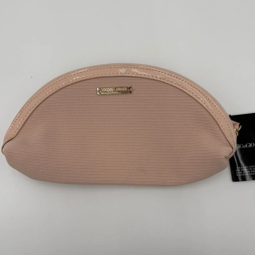 Giorgio Armani Womens Beauty Wristlet Cosmetic Bag Logo Pink Designer Pouch New